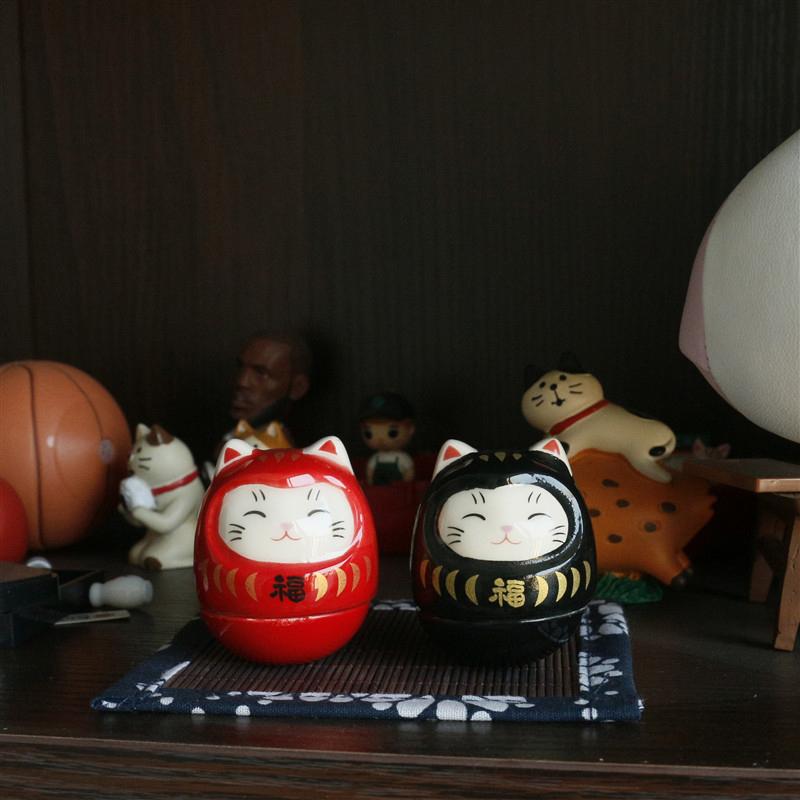 Ceramic Daruma Statue Daruma Tumbler Crafts Japanese Style Lucky Cat Fortune Ornament Landscape Home Decor Accessories Gifts