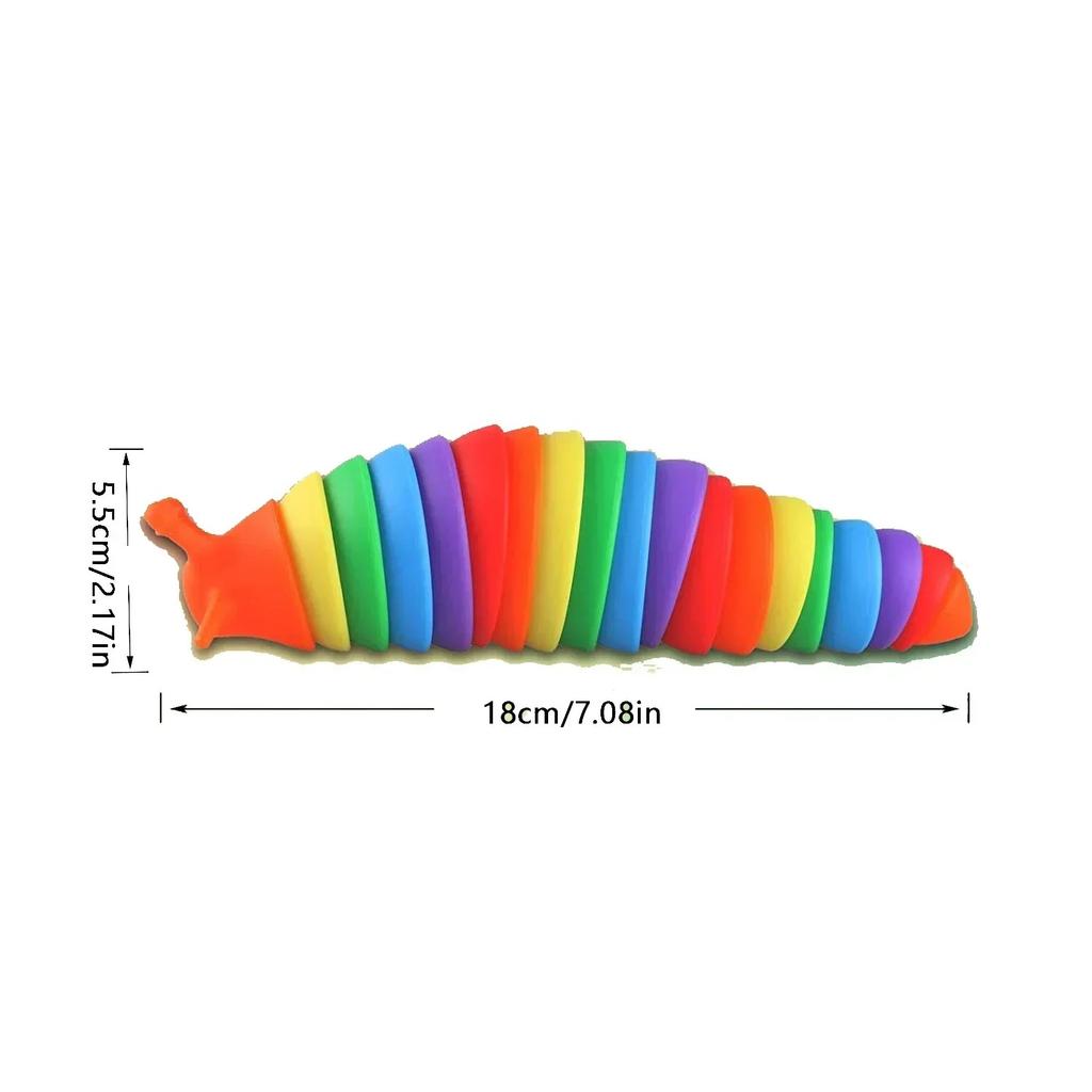 Fidget Slug Toy for Children 18cm 3D Colorful Sensory Slug Relieves Fun Decompression Toy Creative Twist Caterpillar Fidget Toys