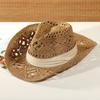 Nuovi Cappelli da Sole Estivi da Esterno per Uomo Donna Intrecciati a Mano Stile Western Cowboy in Paglia di Carta a Tesa Larga Traspiranti Cappello Jazz da Spiaggia Protezione Solare