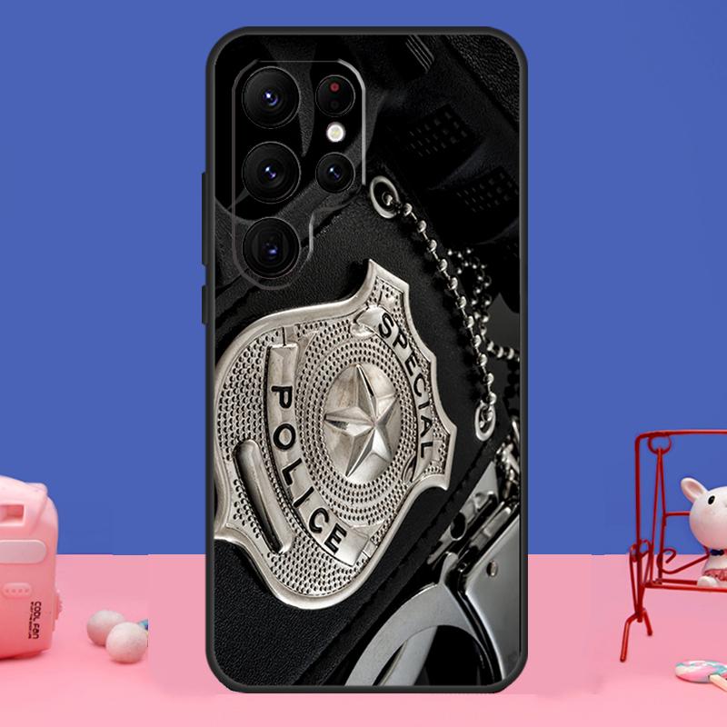 Police Symbol Cover For Samsung Galaxy S24 S23 S22 S21 S20 FE Ultra Plus S8 S9 S10 Note 10 20 Ultra Case