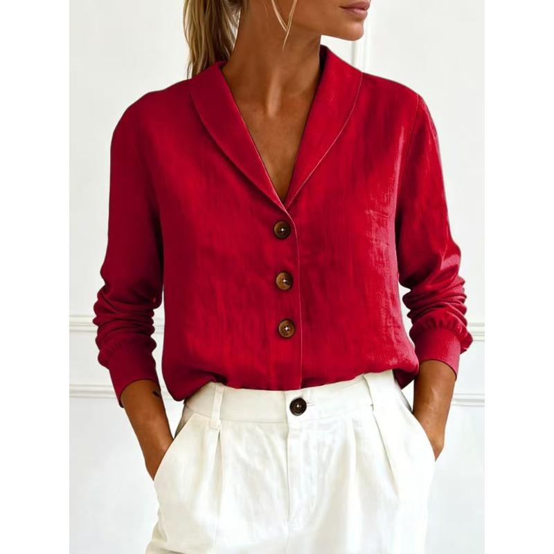 MGHR Women's Fashion Casual Autumn Winter Long Sleeve V-Neck Blouses & Shirts