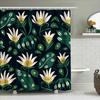 Modern Floral Bath Shower Curtain Green White Yellow Flower Design Waterproof Decorative Fabric Washable Home Bathroom Accessori