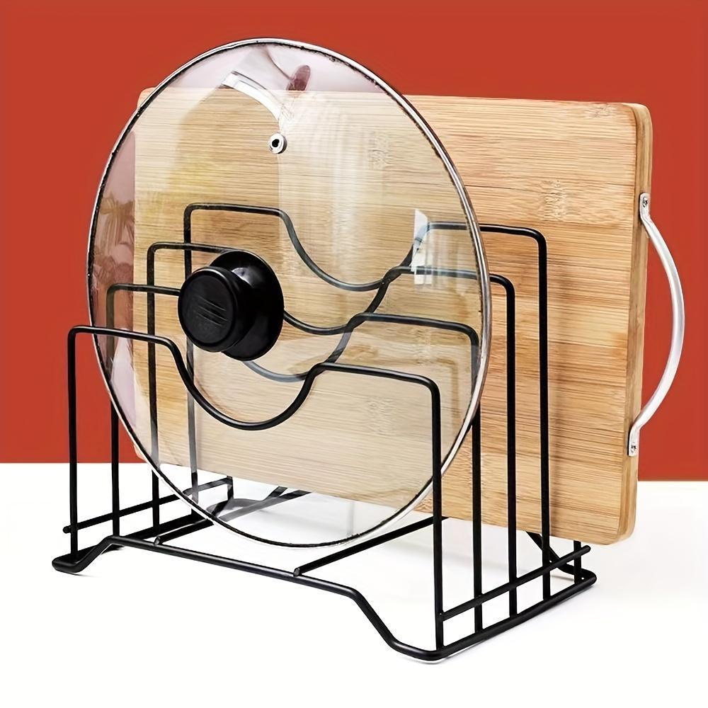 4-Tier Carbon Steel Kitchen Organizer Pot Lid Holder Multipurpose Storage Rack