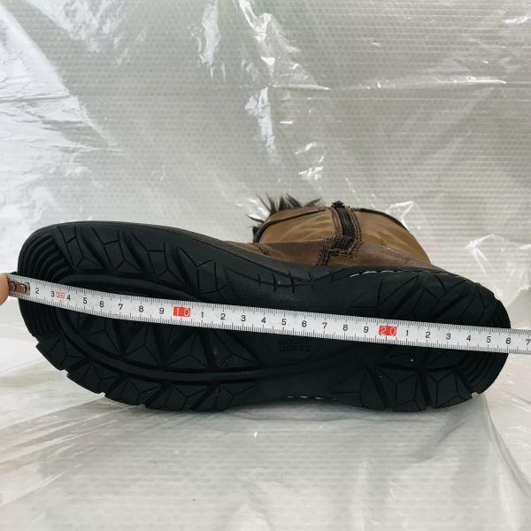 earth shoe kalso Leather Fur Side-Zip Boots Brown 7B/23.524.0cm(USED)