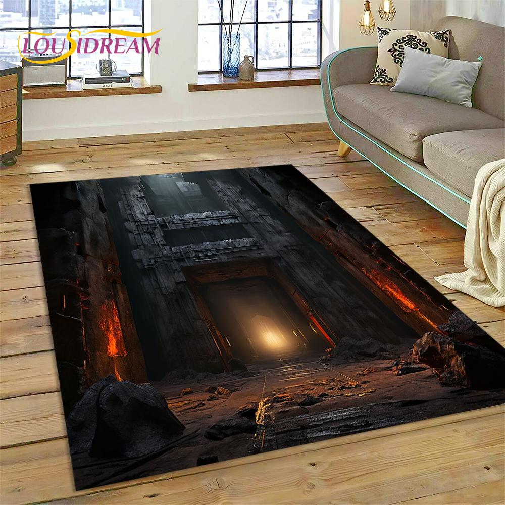 Illusion God's Temple Door Gate Carpet Rug for Living Room Bedroom Home Sofa Decoration,Kids Play Rug Floor Mat