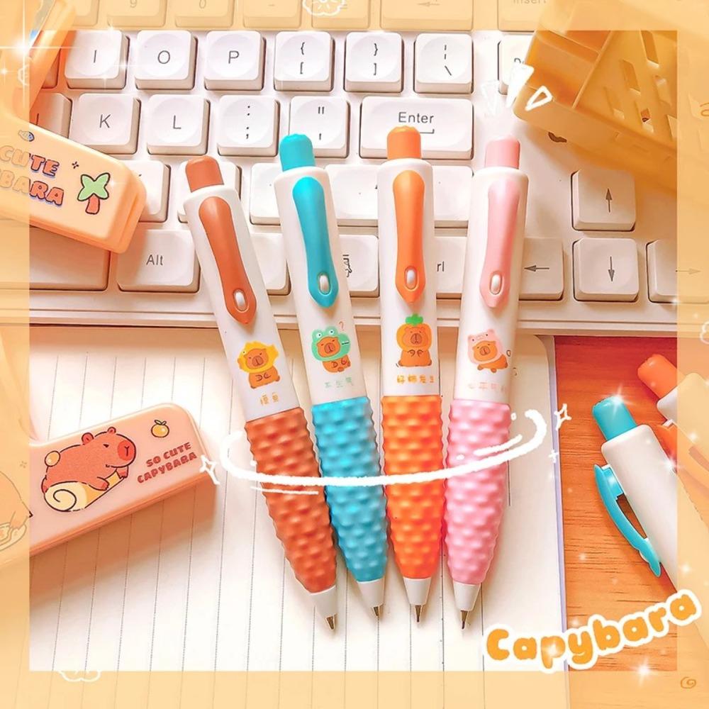 

4PCS Kawaii Stationery Art Deco Pens Plastic Signature Pen Cute Capybara Gel Pens 4PCS