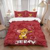 3pcs Jerry Mouse Printed Bedding Set, Soft and Comfortable Quilt Cover for Bedroom, Guest Room (1 Duvet Cover + 2 Pillowcases, Pillow Core N