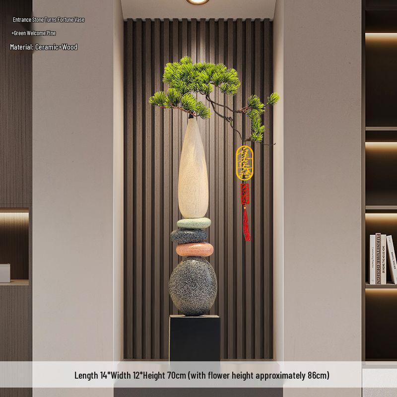 Slender Vertical Ceramic Vase Ornament for Living Room or Foyer