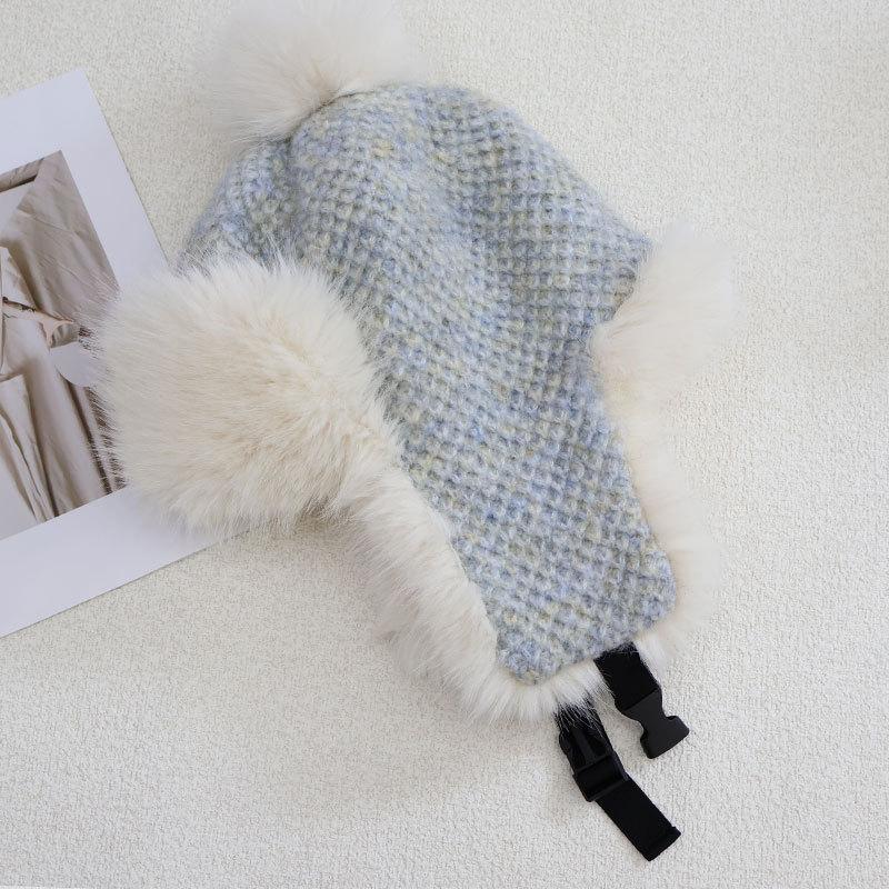 Fashion Fleece Thickened Hat Women's Winter Windproof Ear Protection Lei Feng Hat Cycling Skiing Knitted Wool Hat