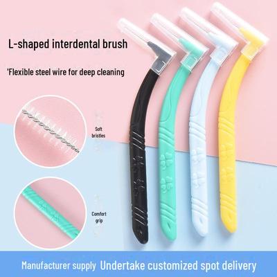 Tragbare L-förmige Interdentalbürste mit flexiblem Draht und Staubschutzkappe