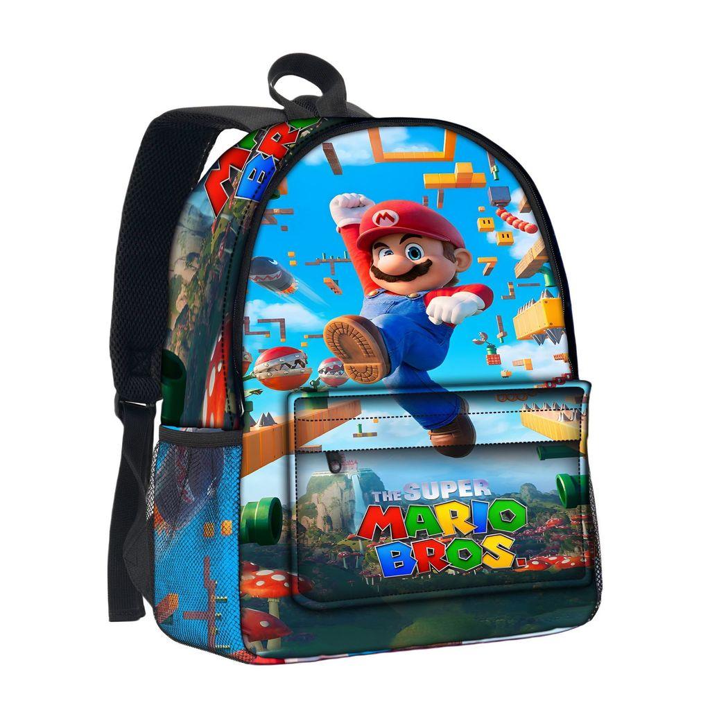 Super Mario Kreskówkowy Plecak z Wodoodpornego Materiału Do Szkoły i Codziennego Użytku