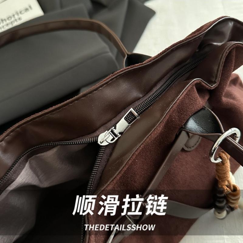 Vintage Belt Design Suede Shoulder Bags for Women Autumn Versatile Ladies Classic Handbags Large Capacity Female Tote Bag