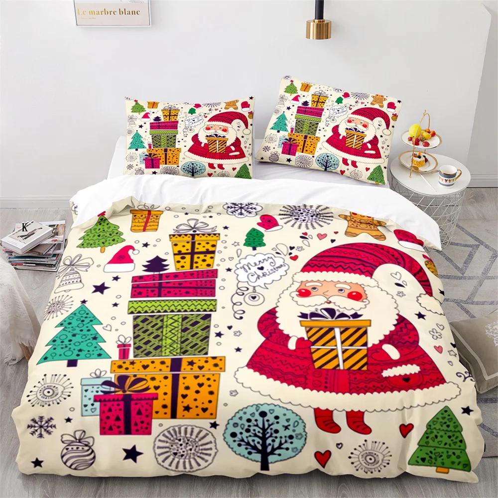 Merry Christmas Duvet Cover Red Santa Claus Theme For Kids Teens Children Women Boys Girls Happy New Year Decoration Quilt Cover