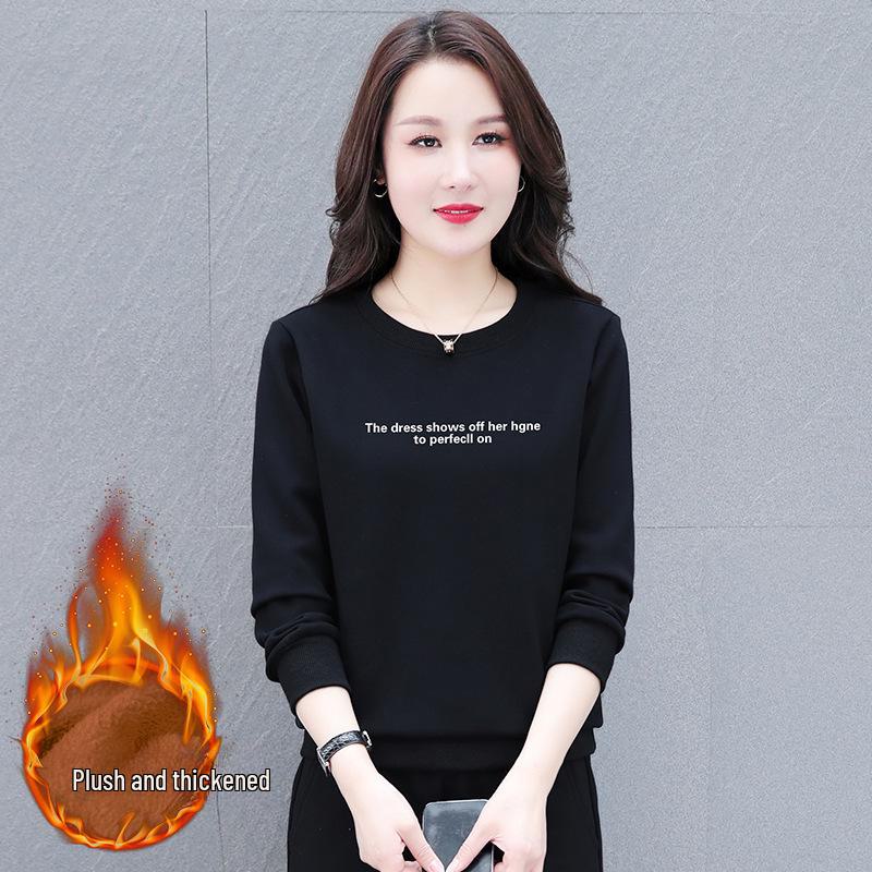 Hanorac cu guler rotund pentru femei – Primăvară/Toamnă 2025, mânecă lungă, top elegant din catifea