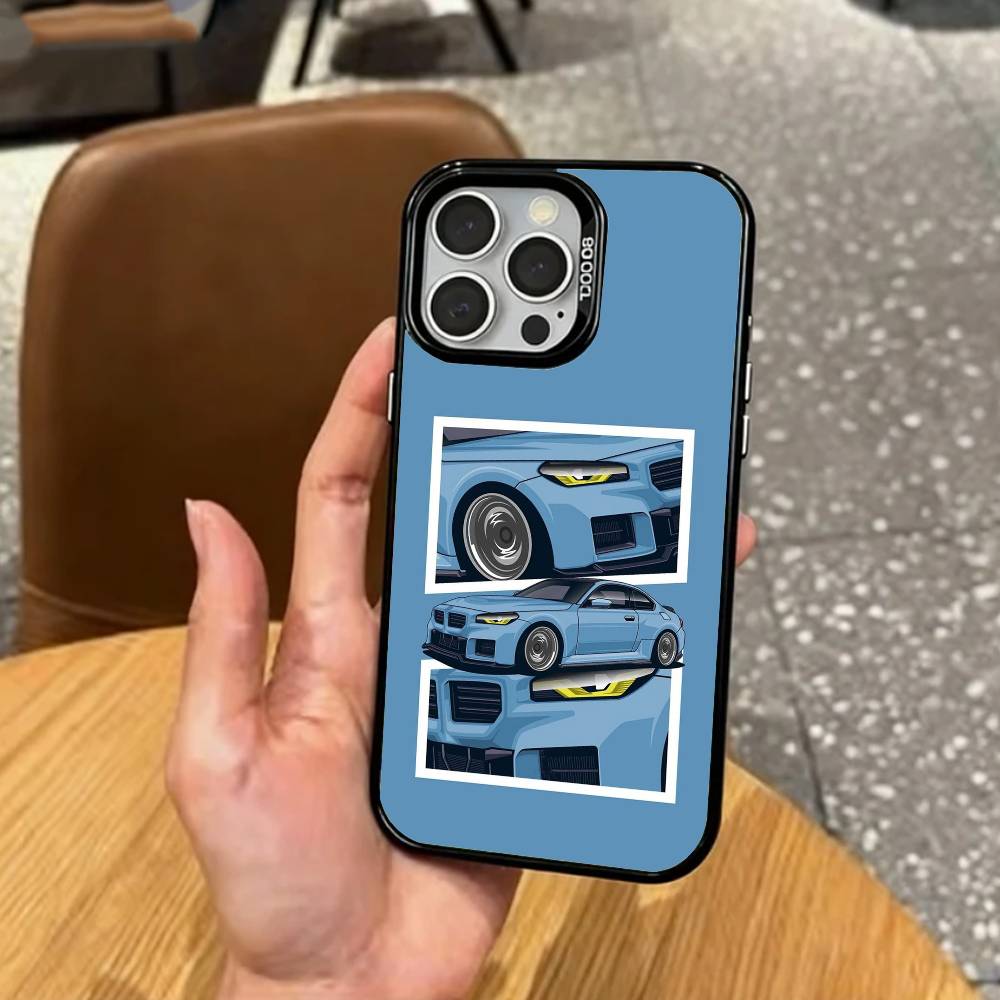High-Performance Sports Car M2   Phone Case For iPhone17,16,15,14,13,12,11 Plus,Pro Max Colored Silver Plated Inside Cover