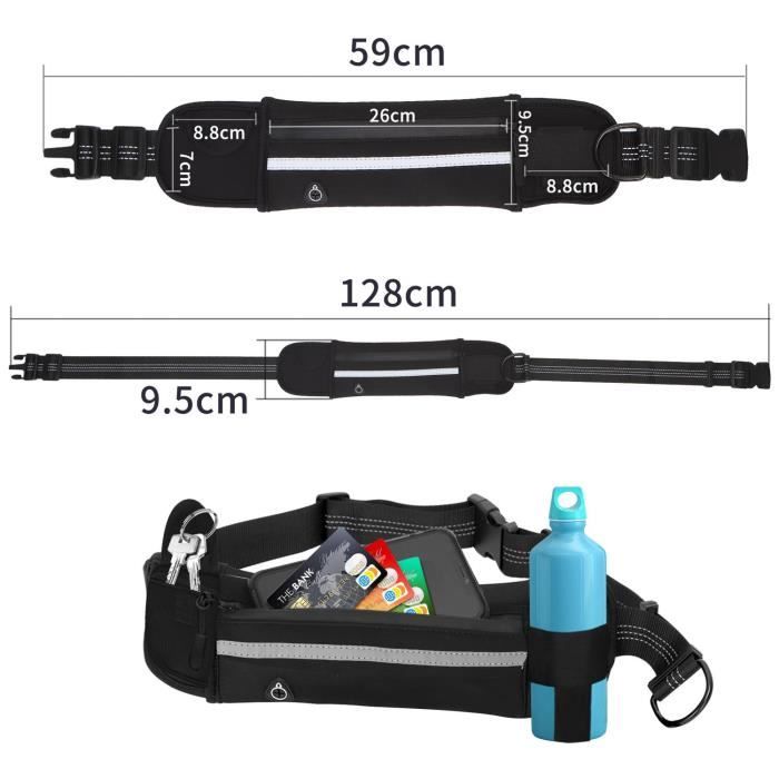 Nobleza - laisse et ceinture jogging mains libres pour chien. ajustable, réfléchissant, élastique. absorption des chocs.