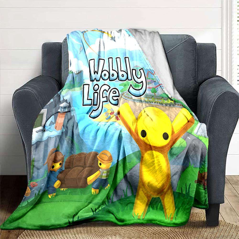 Wobbly Life Sandbox Adventure Flannel Blanket Super Soft Warm Cozy Blanket for Sofa Bed Office Travel All‑Season Home Decor Gift
