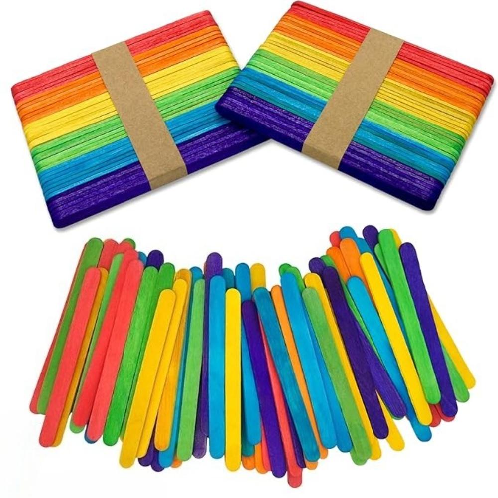50-500Pcs Colored Wooden Ice Cream Stick Natural Craft Sticks Popsicle Diy Mold Wood Ice Pop Sticks Resin Making Tools