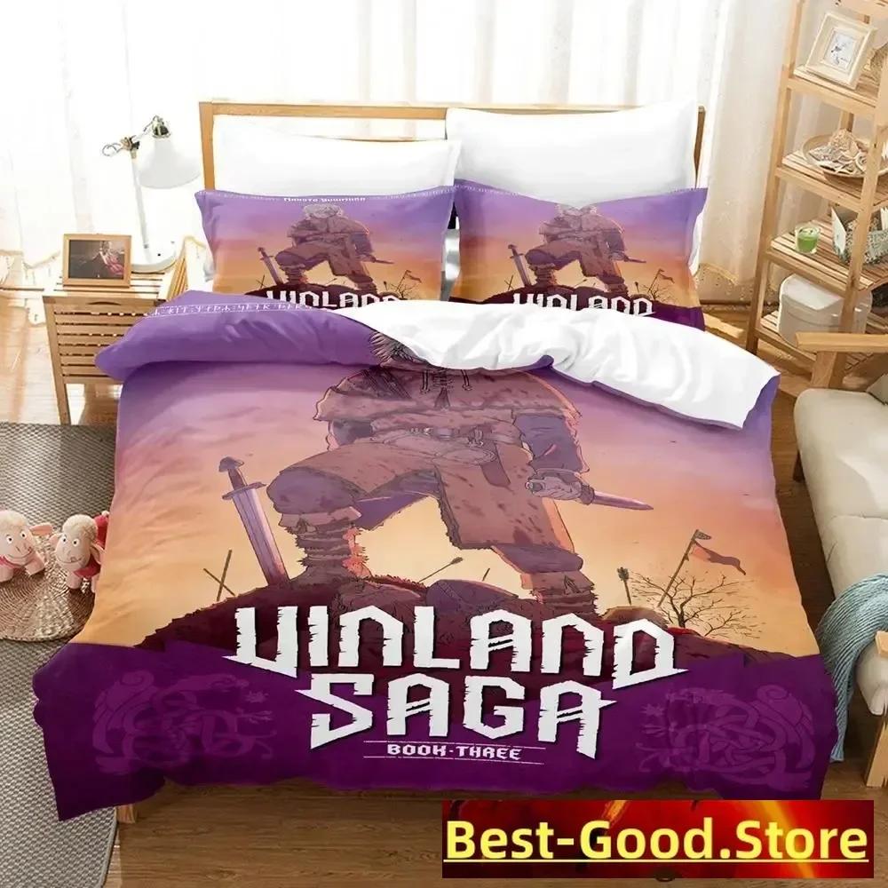 Vinland Saga Bettwäsche-Set, Bettbezug, Laken, bedrucktes Bettwäsche-Set, Kissenbezug, Bettdecke, Doppelbett, Queensize, Kingsize, Schlafzimmer