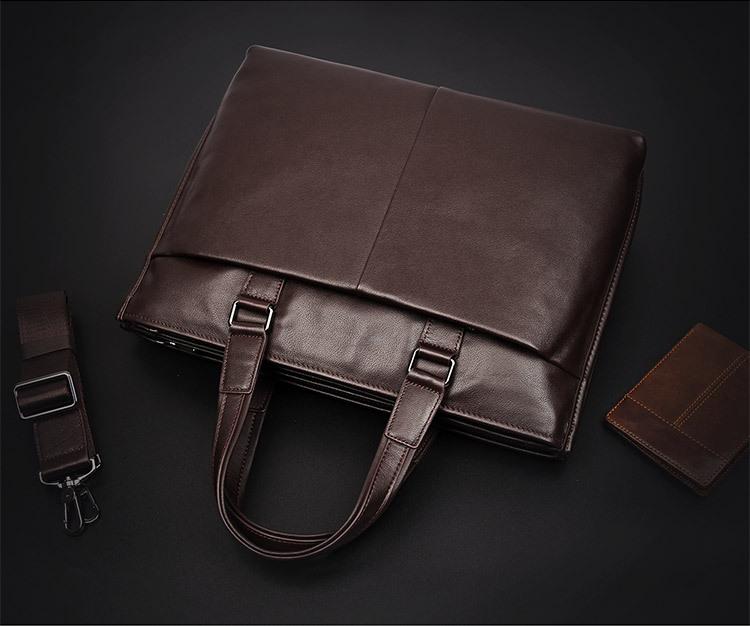 Herren-Aktentasche aus echtem Leder: Strapazierfähige, wasserdichte Laptoptasche aus Rindsleder für Anwälte und Pendler