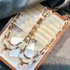 High-End Retro Maillard Natural Tiger'S Eye Stone White Crystal Artificial Crystal Pearl Design Sweater Chain Item