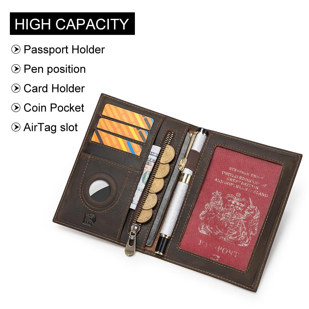 Humerpaul Leather Passport Bag  Large-capacity Multi-shot Function Coin Purse