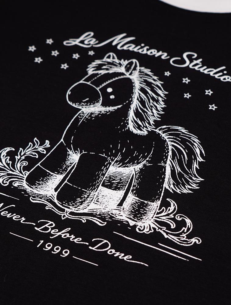 LA MAISON STUDIO Toy Pony Slim Fit Short Sleeve T-Shirt Black Cream (Fcg2Ts768W)