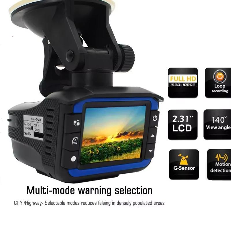 2-in-1 All-in-One Auto Dash Camera Built-in Anti-Laser Speed Radar Alert, Supports 720P High Definition Video Capture
