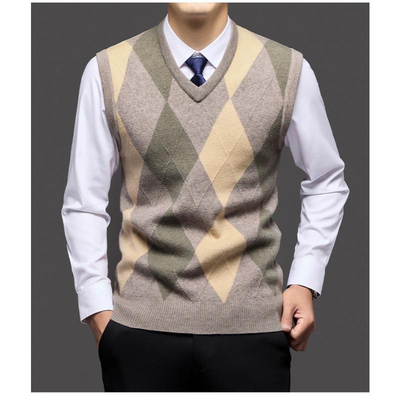 Men S Knit Vest V Neck Sleeveless Pullover Business Casual Sweater