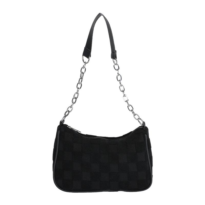 Bag women s new trendy pink checkerboard chain armpit bag large-capacity portable shoulder bag