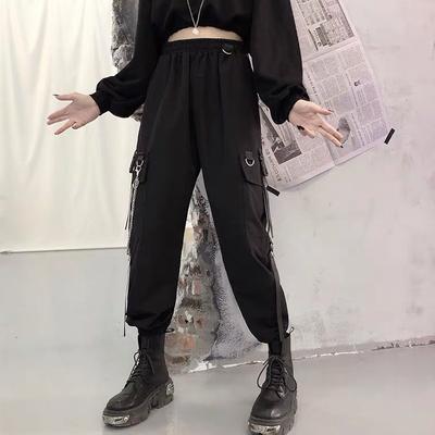 Printemps automne femmes Cargo sarouel femme noir Hip Hop décontracté Joggers pantalon mode décontracté Streetwear pantalon grande taille
