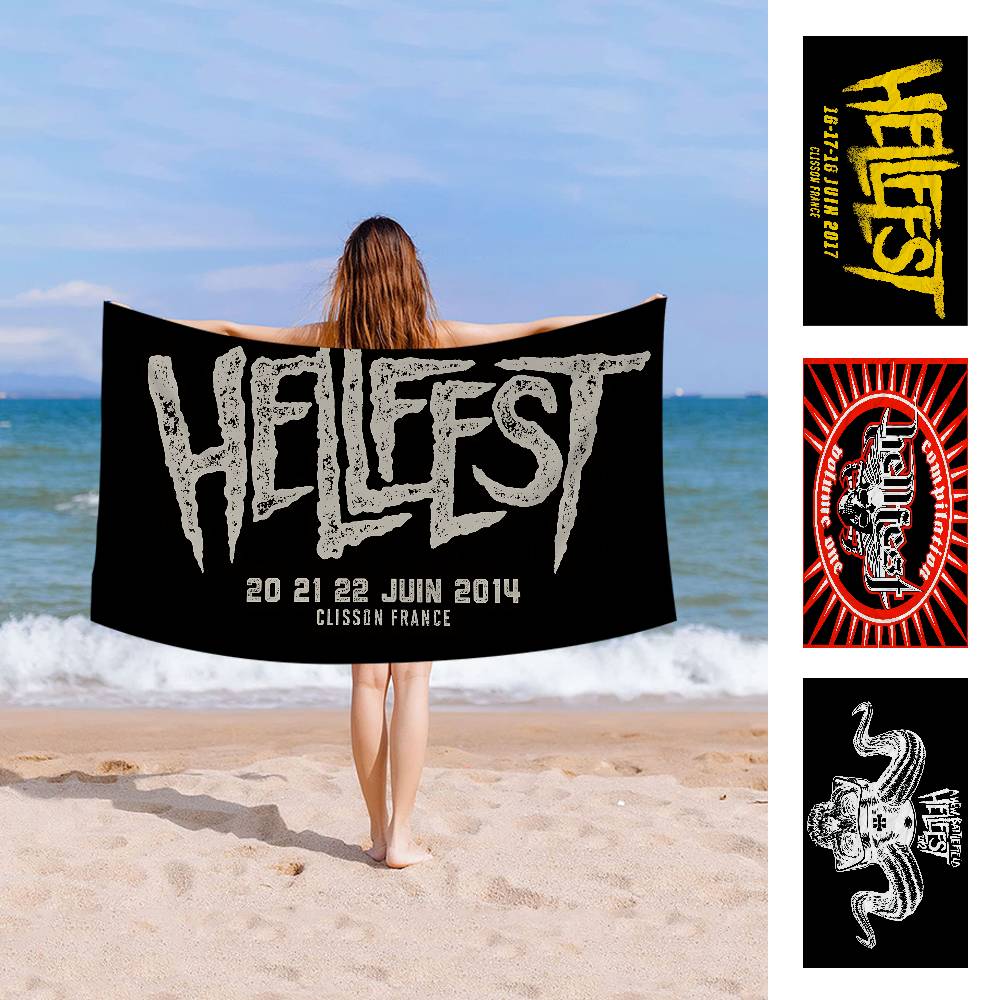 Famoso Festival Musicale H-Hellfest Coperta in Microfibra Asciugatura Rapida Teli da Spiaggia Stampa Oversize Coperta Asciugamano Super Assorbente