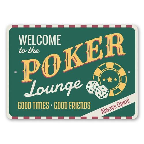 

Welcome to The Poker Lounge Always Open Gameroom Sign Playing Card Metal Sign aluminum 20x30cm