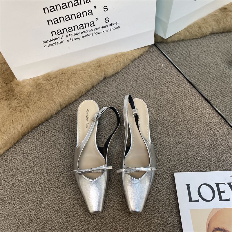 Square Head Black Temperament High Heel Bag Head Sandals Fairy Shoes 2025 Summer New French Style with Skirt Empty Shoes