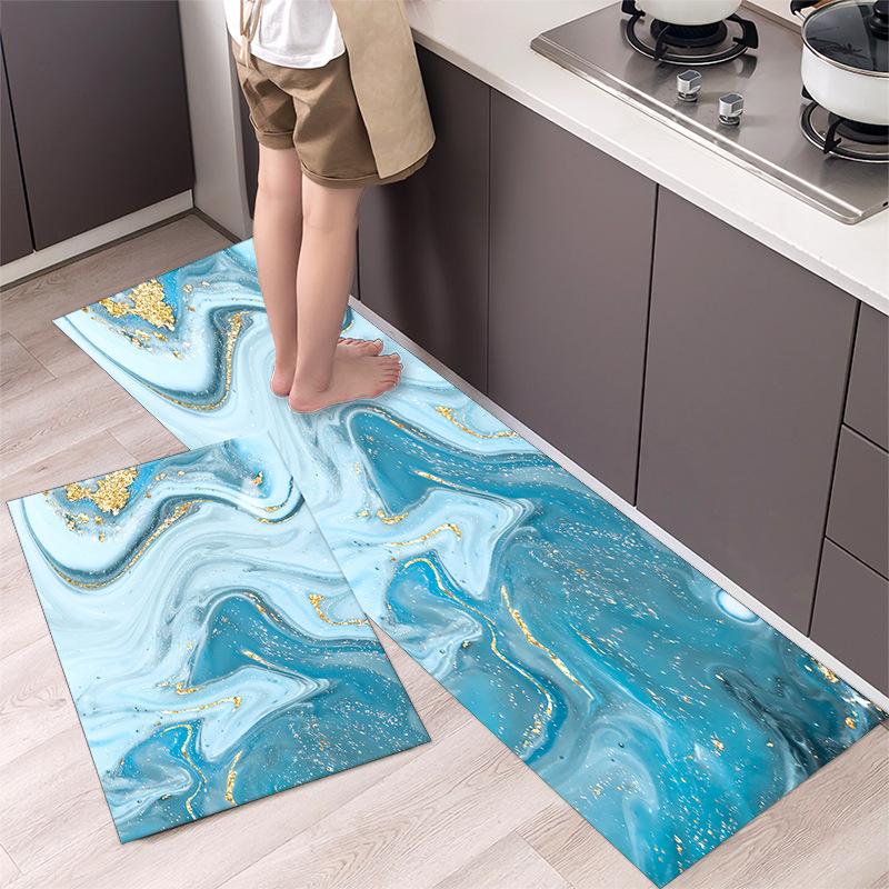 1Pcs Anti Fatigue Kitchen Rugs, OneHouse Marble Print Waterproof Non-Slip Thick Cushioned Kitchen Mat Heavy Duty Comfort Standing Mat for Kitchen