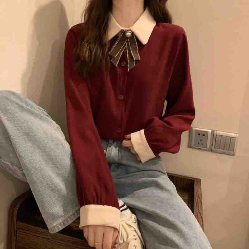 Shirts Women's Design Tops Long Sleeves Outer Wear Winter Clothes Women's Loose Shirts Stacked