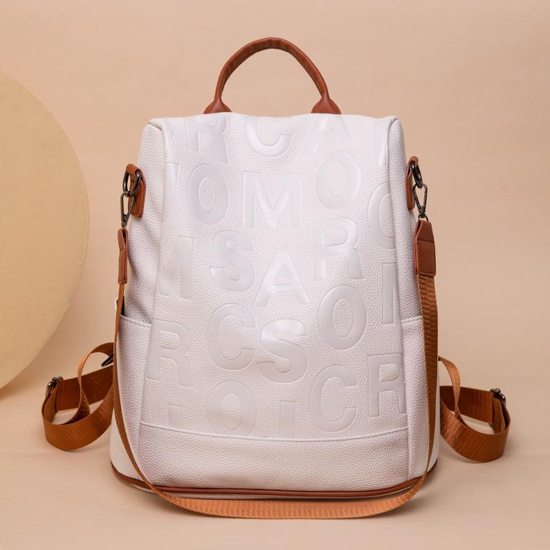 New simple letter messenger bag casual anti-theft pu soft leather travel bag fashionable large-capacity student schoolbag
