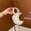 2026 New Y2K PU Moon Shape Rivet Fashion Mini Handbag for Women Punk Studded Chain Unique Crescent Shoulder & Crossbody Bag