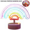 Neon Sign LED Rainbow-shaped Neon Light Battery/USB Powered Colorful Night Lamp with Holder Base for Home Christmas Party Decor