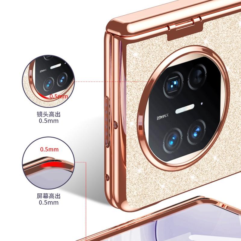Luxury Electroplated Vegan Leather Case Mate X5 X3 Foldable Phone Full Coverage Shockproof With Kickstand