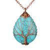 Direct Sales Copper Wire Winding Tree Of Life Water Drop Natural Gemstone Necklace Necklace N517 Pendant