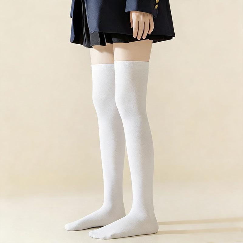 Extended Knee-length Long Stockings for Women, Spring-autumn Style, Thick and Slip-resistant, Long Legs, Black Color, Calf Socks