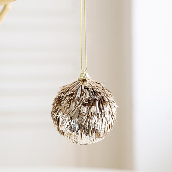 Glitter Tinsel Pom Poms Christmas Ornament Fluffy Pom Pom Ball Christmas Tree Hanging Deecoration for Holiday Party Decor