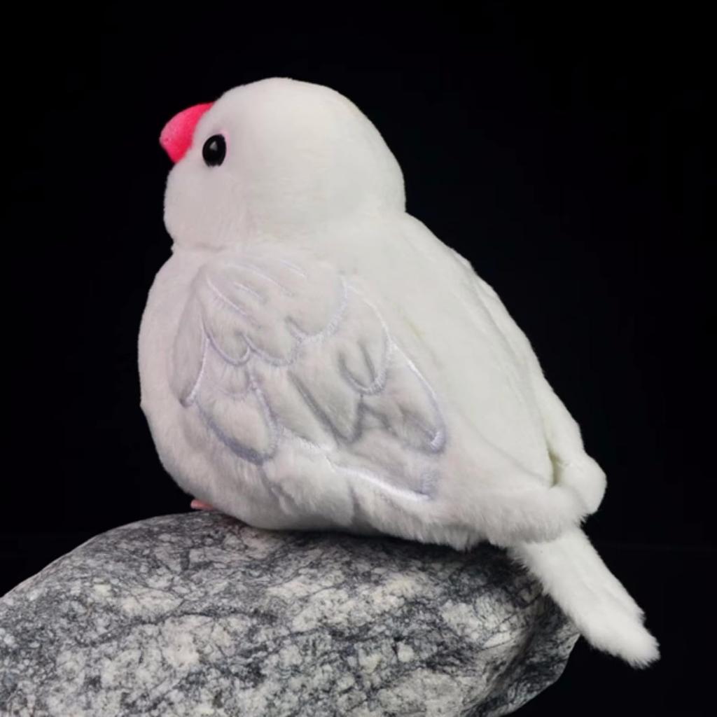Lilizzhoumax White Java Sparrow Plush Realistic Bird Stuffed Realistic Albino Bird Stuffed Cute Soft and Fluffy Plush Toy for Kids Baby Home Decor