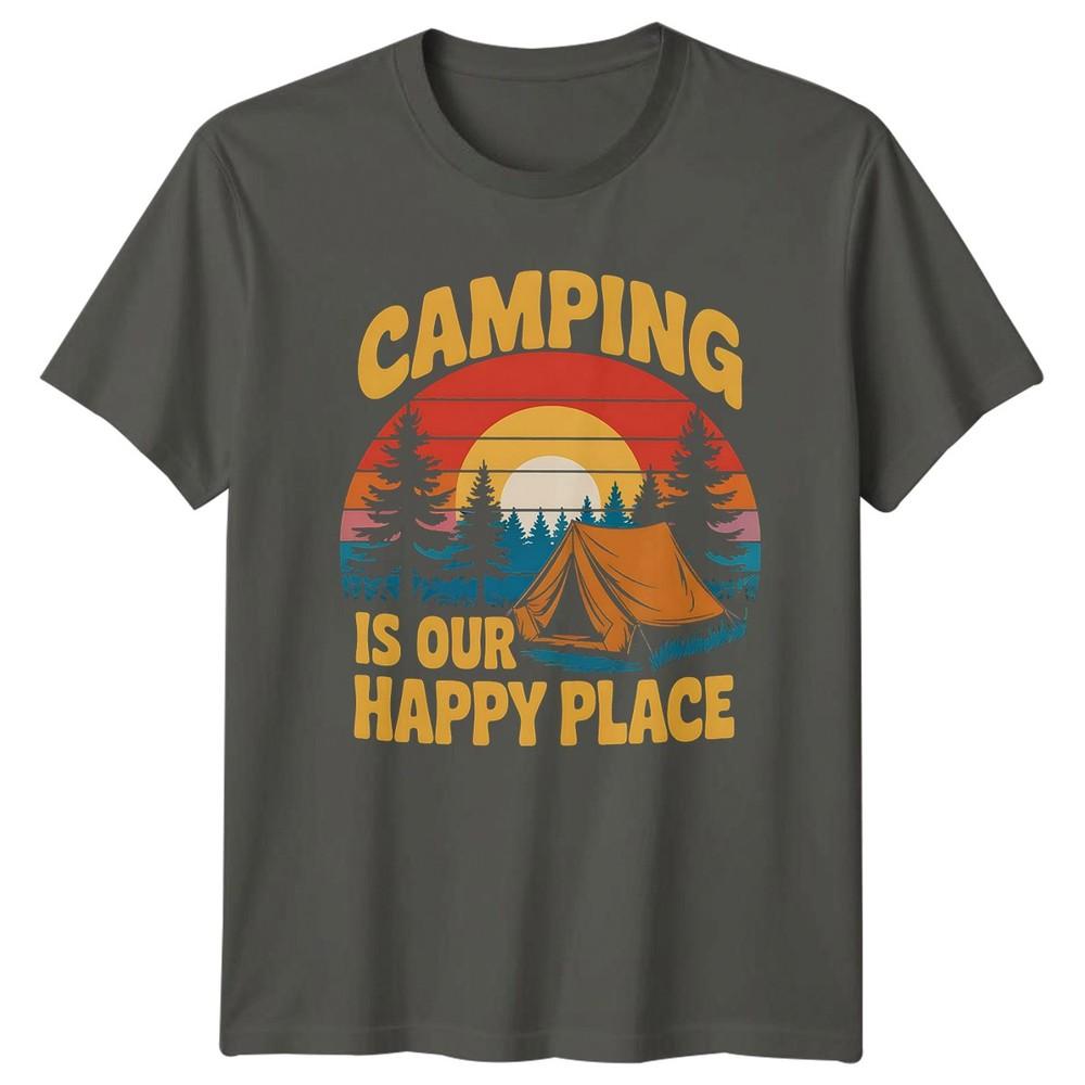 Camping Is Our Happy Place TShirt Retro Vintage Birthday Gift For Him And Her S