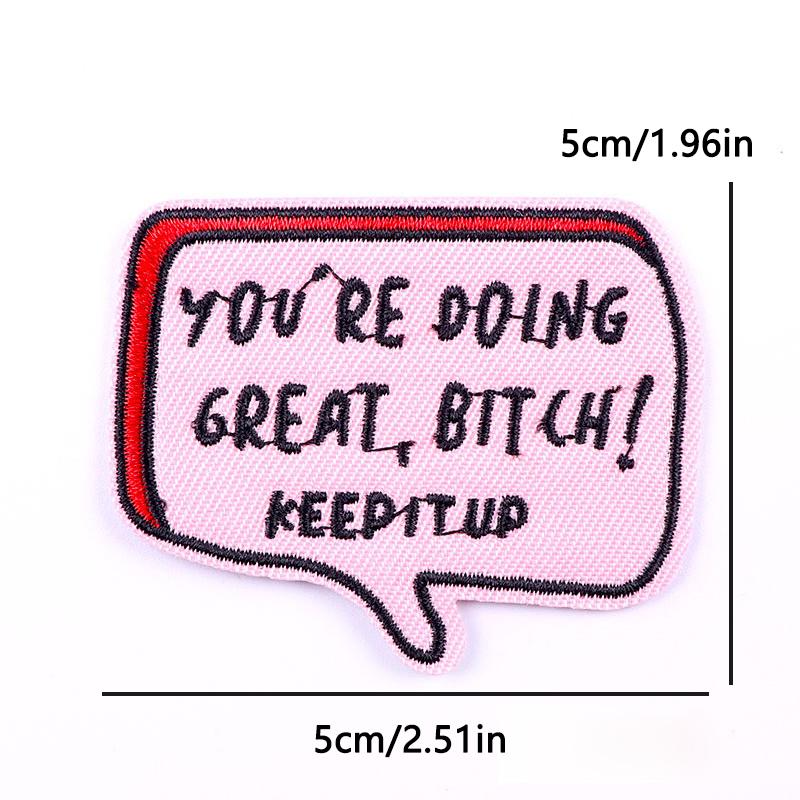 Feminist Good Vibes Embroidery Patch Iron On Positive Empowerment Slogan Fusible Patch for Jacket Vest Uplifting Daily Decor