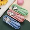 3Pc/Set Children Spoon Forks Box Kids Stainless Steel Kids Cutlery Portable Baby Feeding Utensils Baby Spoons Baby Tableware Set