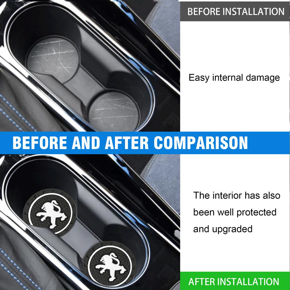 1/2pcs Car Coaster Water Cup Anti-Slip Silicone Pads Interior Accessories For Peugeot 206 207 307 407 408 308 607 508 3008 2008