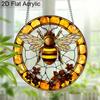Acrylic Honey Bee with Flowers Suncatcher, Stained Glass Effect Window Hanging Ornament for Nature & Bee Lover Gifts