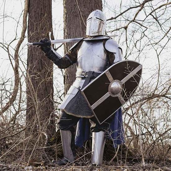 Medieval Knight Armor Costume  Silver Steel Armor Set with Sword and Shield Silver Steel Armor  Halloween Costume X-MASS Gift